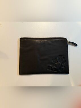Opening Ceremony Black Leather Zip Pouch